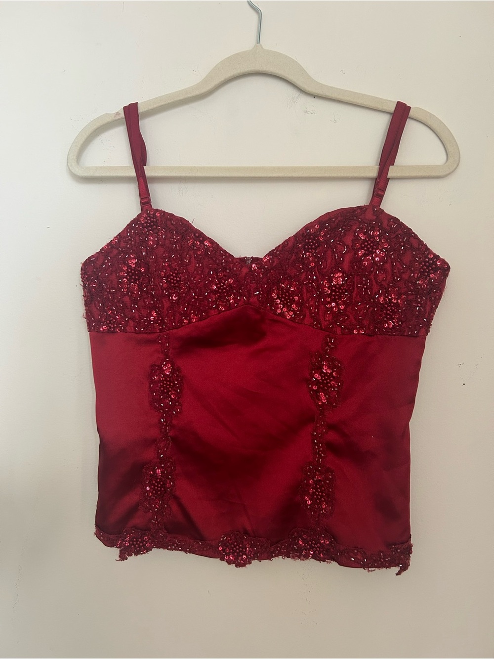 le chateau Red Sequin Strap Dress Top
